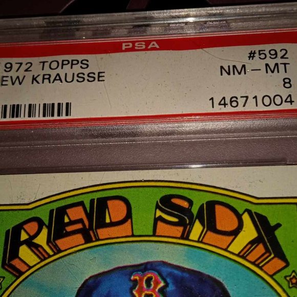 .1972 Topps Lew Krausse #592 Baseball Card, Graded of 8 (PSA) NM-Mint, Red Sox - Picture 2 of 4